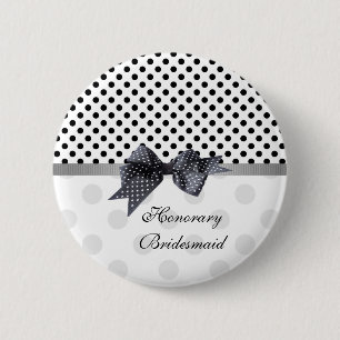 Macaron Rond 5 Cm Point de polka noir et blanc épousant Bridesm