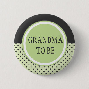 Macaron Rond 5 Cm Point de polka vert - "grand-maman à être" Pin