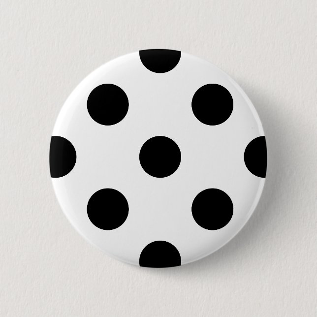 Macaron Rond 5 Cm Point Polka noir et blanc (Devant)