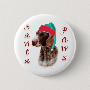 Macaron Rond 5 Cm Pointeur À poils durs allemand Père Noël Paws