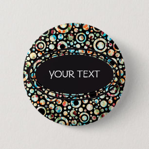 Macaron Rond 5 Cm Points de couleur et Motif circulaire + votre text
