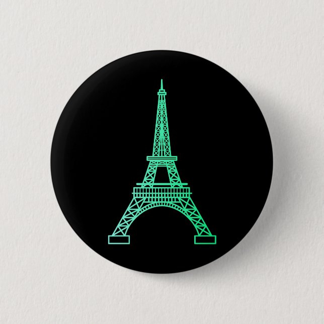 Macaron Rond 5 Cm Points de repère - le bouton de Tour Eiffel (Devant)