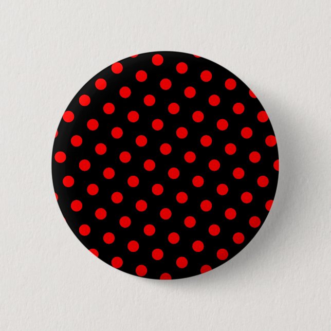 Macaron Rond 5 Cm Points noirs et rouges (Devant)