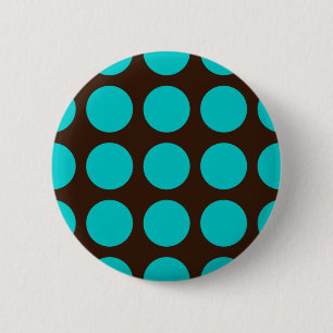 Macaron Rond 5 Cm Points turquoises sur le chocolat Brown