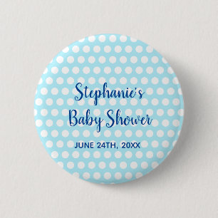 Macaron Rond 5 Cm Pois blanc Turquoise Blue Girl Baby shower garçon
