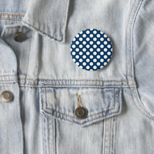 Macaron Rond 5 Cm Pois Bleus de la Marine, Motif à points Polka, poi