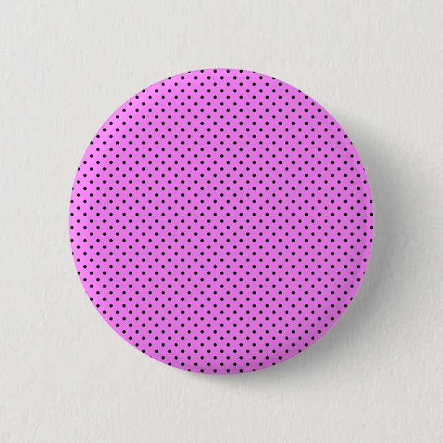 Macaron Rond 5 Cm Pois noirs sur Arrière - plan rose Bubblegum (Devant)