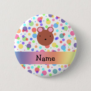 Macaron Rond 5 Cm Pois nommé personnalisé d'arc-en-ciel de visage