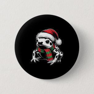 Macaron Rond 5 Cm Poison Dart Frog Xmas Santa Hat Écharpe Noël Co