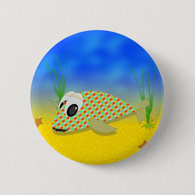 Macaron Rond 5 Cm Poisson Carton mignon (Devant)