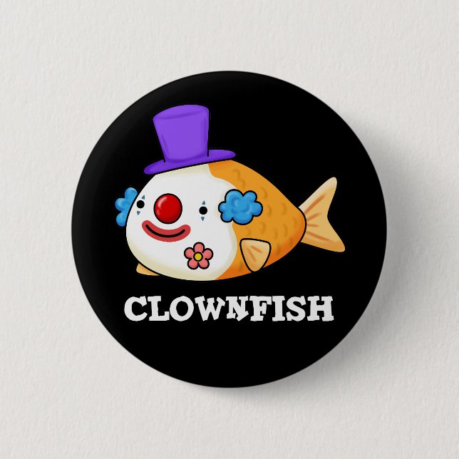 Macaron Rond 5 Cm Poisson clown Funky Animal Poisson Pun Dark BG (Devant)