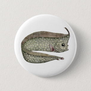 Macaron Rond 5 Cm Poisson d'Oarfish vintage, Vie aquatique marine