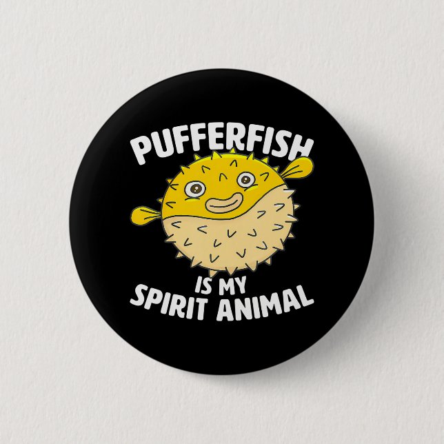 Macaron Rond 5 Cm Poisson-Pufferfish Mon Esprit Animal Puffer Fish P (Devant)