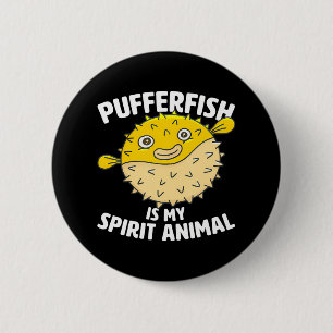 Macaron Rond 5 Cm Poisson-Pufferfish Mon Esprit Animal Puffer Fish P
