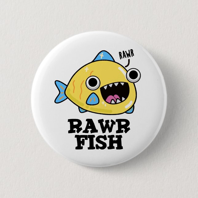 Macaron Rond 5 Cm Poisson Rawr Funny Animal Pun (Devant)
