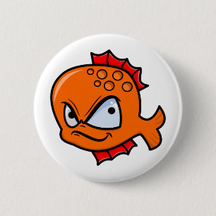 Macaron Rond 5 Cm Poisson rouge drôle en colère