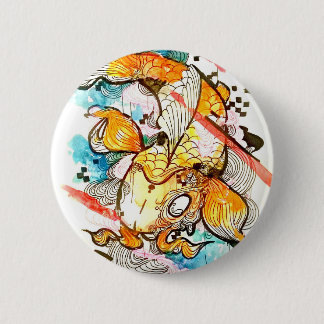 Macaron Rond 5 Cm Poissons japonais de koi, art d'aquarelle, art