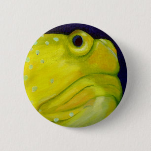 Macaron Rond 5 Cm Poissons jaunes de Goby de gardien