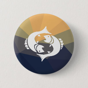 Macaron Rond 5 Cm Poissons signe zodiaque bouton rond épingle