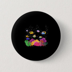 Macaron Rond 5 Cm Poissons Tropicaux Colorés Sur Un Récif De Corail