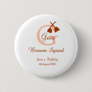 Macaron Rond 5 Cm Poitrine Brown Squad Anniversaire Nom de la pêche 