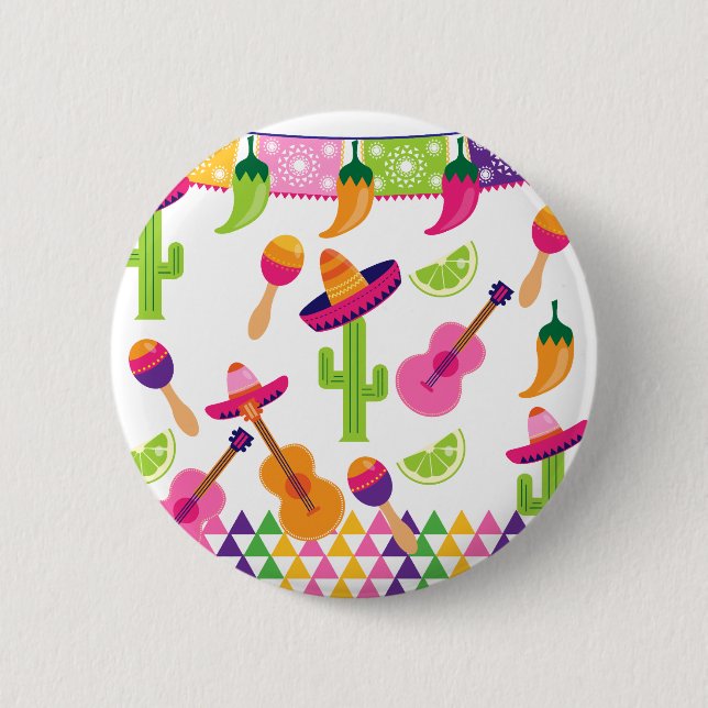 Macaron Rond 5 Cm Poivrons mexicains de chaux de Saguaro de sombrero (Devant)
