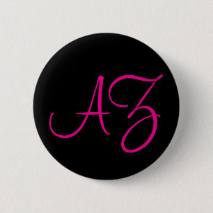 Macaron Rond 5 Cm Police fantaisie : Noir et Fuchsia