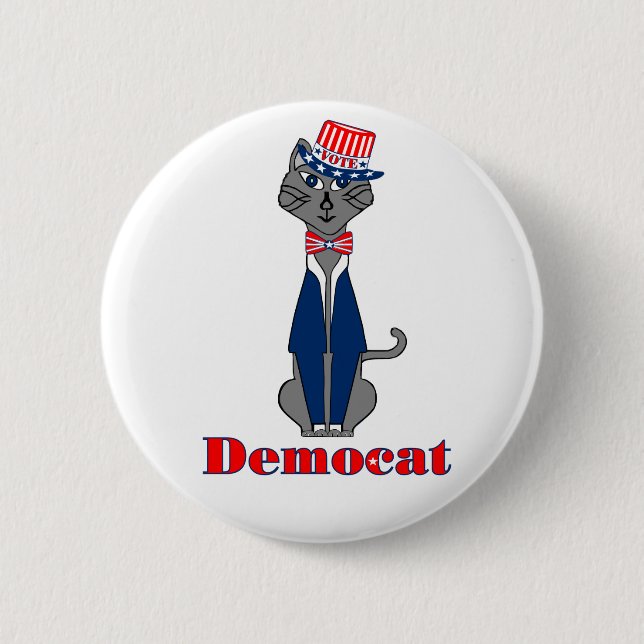 Macaron Rond 5 Cm Politique de vote démocratique de chats drôle (Devant)