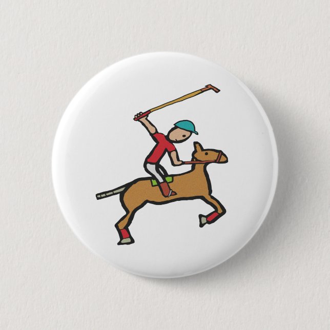 Macaron Rond 5 Cm Polo Jouer cheval et cavalier (Devant)