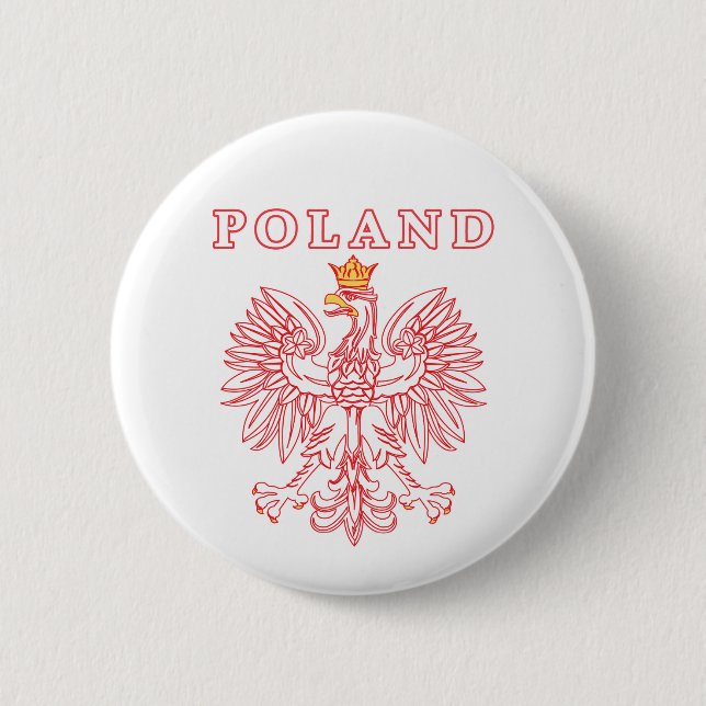 Macaron Rond 5 Cm Pologne avec aigle rouge polonais (Devant)
