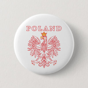 Macaron Rond 5 Cm Pologne avec aigle rouge polonais