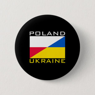Macaron Rond 5 Cm Pologne Ukraine Drapeau Soutien Amitié Voisin