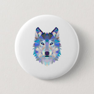 Macaron Rond 5 Cm Polygonal geometric wolf head