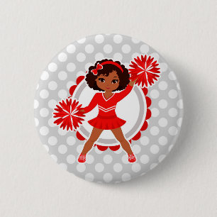 Macaron Rond 5 Cm Pom-pom girl - acclamation rouge mignonne