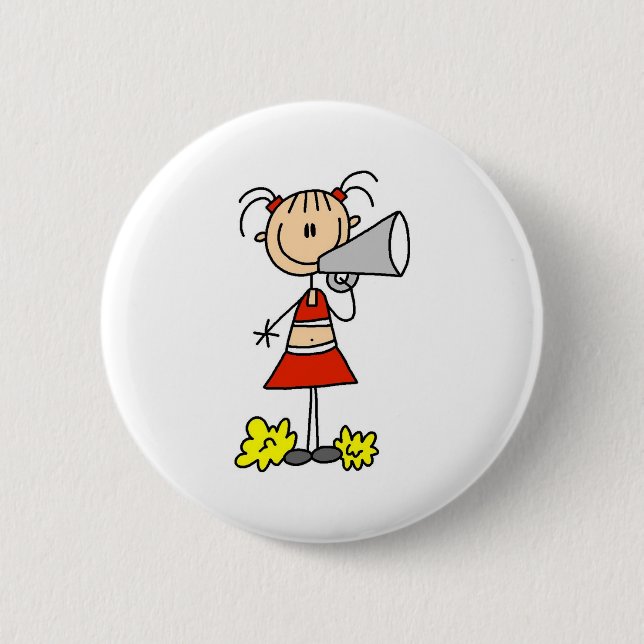 Macaron Rond 5 Cm Pom-pom girl avec le mégaphone (Devant)