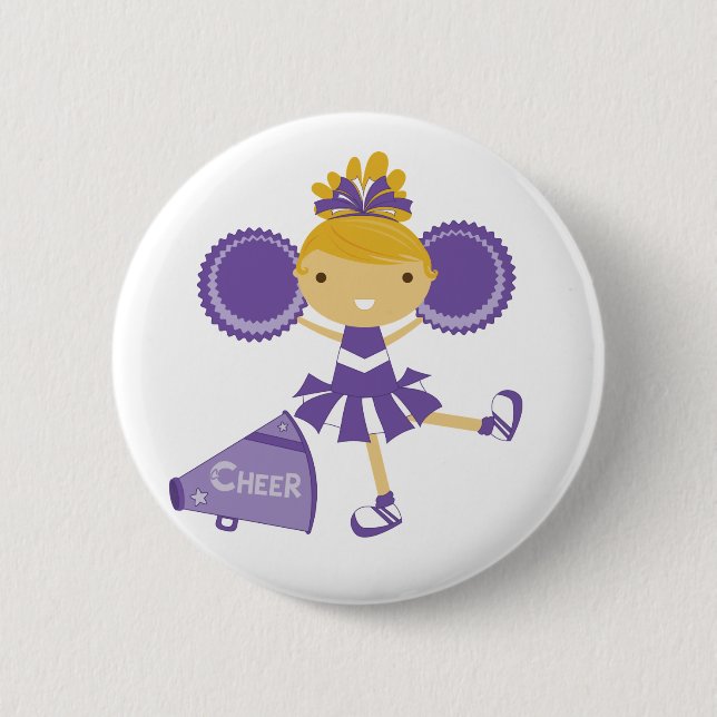 Macaron Rond 5 Cm Pom-pom girl dans le pourpre (Devant)