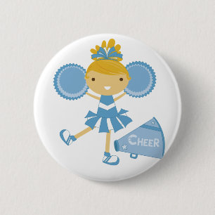 Macaron Rond 5 Cm Pom-pom girl en bleu