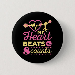 Macaron Rond 5 Cm Pom-pom girl Mon cœur bat en 8 temps Pom-pom girls