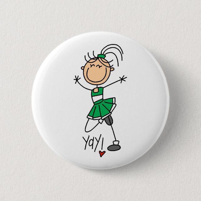 Macaron Rond 5 Cm Pom-pom girl verte (Devant)