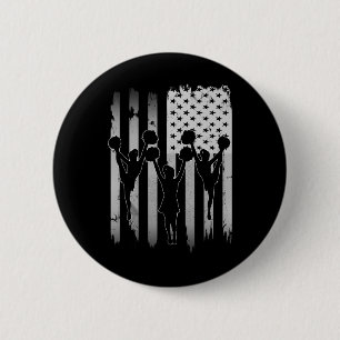 Macaron Rond 5 Cm Pom-Pom Girls Drapeau Américain Usa 4 Juillet Chee