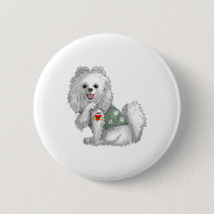 Macaron Rond 5 Cm Poméranien I Love Maman Tattoo Chien Chemise Drôle