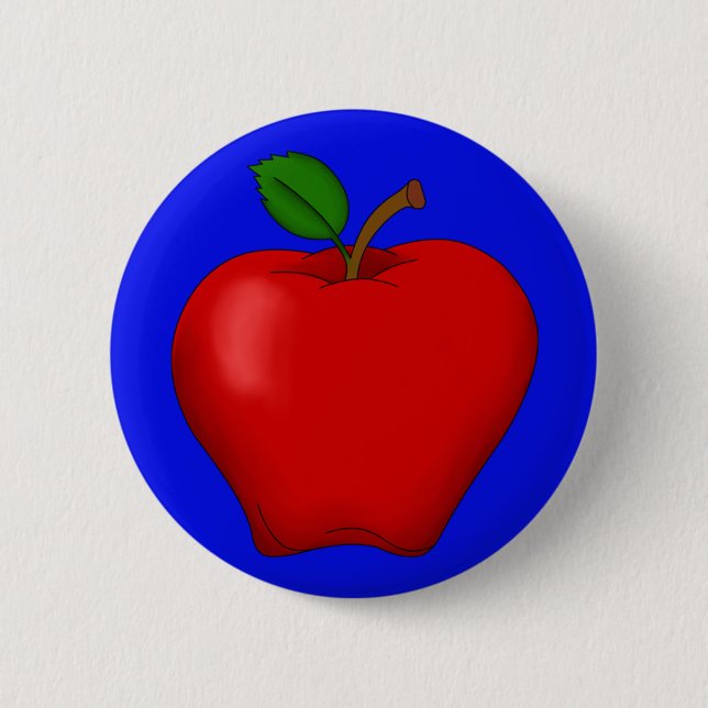 Macaron Rond 5 Cm Pomme avec bouton Arrière - plan bleu (Devant)