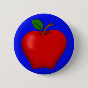 Macaron Rond 5 Cm Pomme avec bouton Arrière - plan bleu