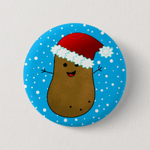 Macaron Rond 5 Cm Pomme De Terre De Noël Dans Un Chapeau De Père Noë