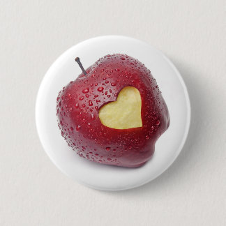 Macaron Rond 5 Cm Pomme rouge fraîche avec un symbole en forme de