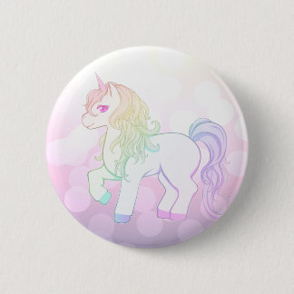 Macaron Rond 5 Cm Poney de licorne coloré par arc-en-ciel mignon de