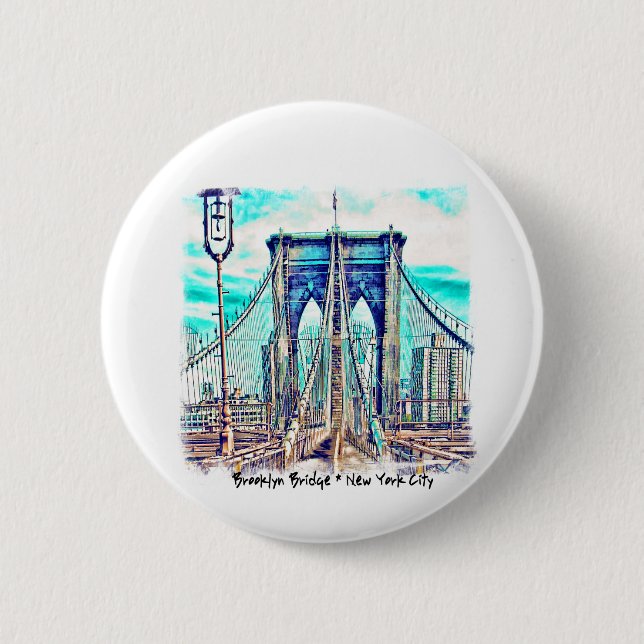 Macaron Rond 5 Cm Pont de Brooklyn (Devant)