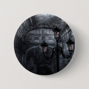 Macaron Rond 5 Cm Pont des Soupirs de la Pluie de Venise sombre à la