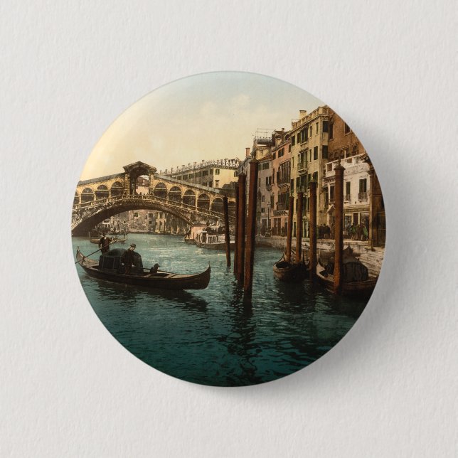 Macaron Rond 5 Cm Pont I, Venise, Italie de Rialto (Devant)