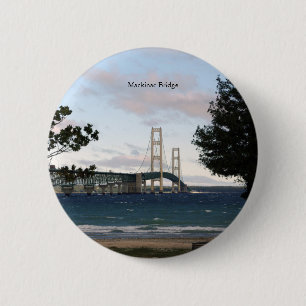 Macaron Rond 5 Cm Pont Mackinac avec bouton arbres
